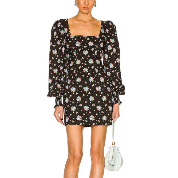 Caroline Constas Dresses & Skirts - NWT Womens Caroline Constas Elliot Dress Black Multi Floral Midi Dress L *